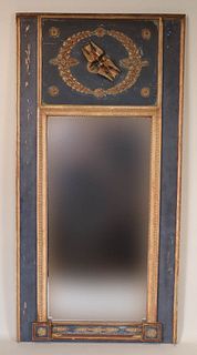 Neoclassical Parcel-Gilt & Paint-Decorated Trumeau