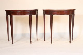 Pair of George III Mahogany Demi-Lune Pier Tables