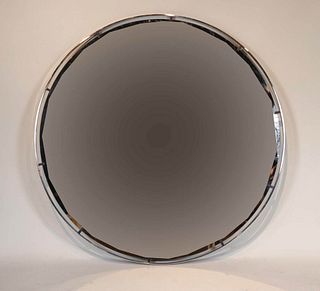 Contemporary Chrome-Mounted Circular Mirror