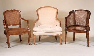 Directoire Carved Beechwood Caned Fauteuil