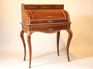 Louis XV Style Parquetry and Brass-Mounted Desk