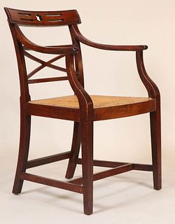 Regency Padouk Cane Seat Armchair