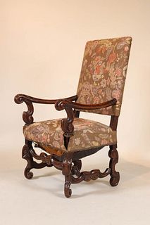 Baroque Style Carved Walnut Armchair