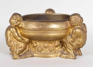 Gustave Gurschner Bronze Tri-Figured Bowl