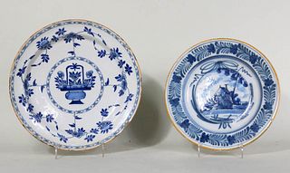 Two Tin-Glazed Earthenware Delft Plates