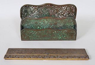 Tiffany Studios Bronze Venetian Pattern Desk Set
