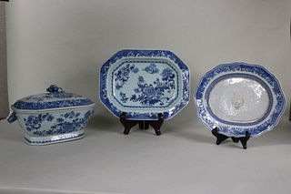 Blue and White Porcelain Tureen and Underplate
