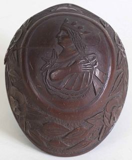 Carved Coconut Water Scoop of Crowned Figure