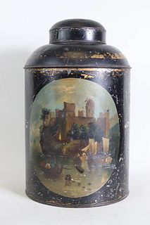 English Regency Tole Painted Tea Canister