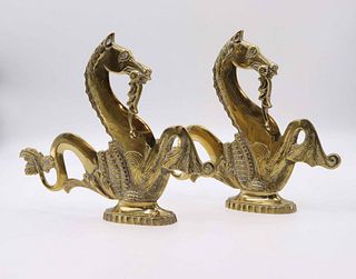 Pair of Cast Bronze Hippocampi