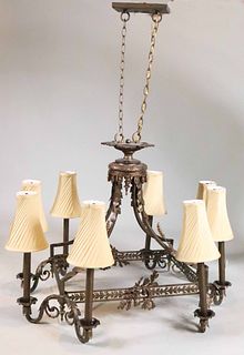 Victorian Style Gilt-Metal Eight Light Chandelier