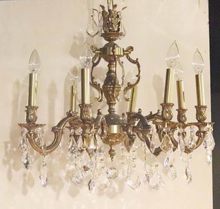 Louis XVI Style Gilt-Brass and Crystal Chandelier
