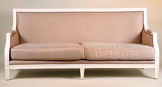 Contemporary White-Painted Upholstered Sofa