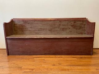 Early 1800's Primitive Bench Old Red Paint 