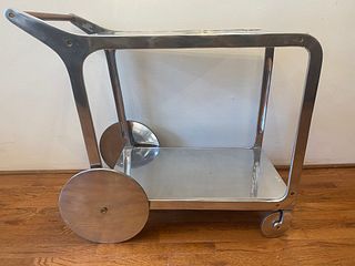 Art Deco Streamline Style Aluminum Bar Cart