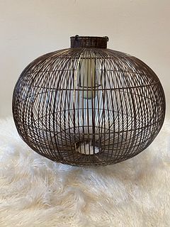 Large Wicker Hanging Candle Holder Lamp