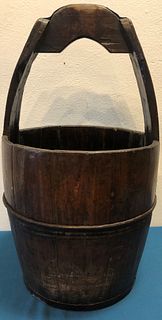 Tall Wood & Metal Chinese Bucket Container