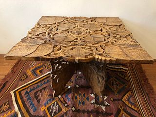 Carved Wood Coffee Table India