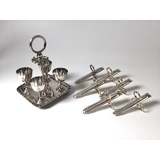 Set of 6 Asparagus Tongs and Silver Hallmarked Egg Server