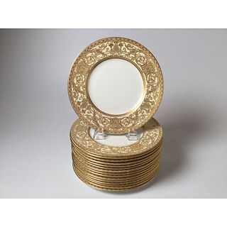 Royal Worcester Gold Encrusted Luncheon Plates 