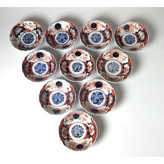 Set of 10 Chinese Porcelain Berry Bowls