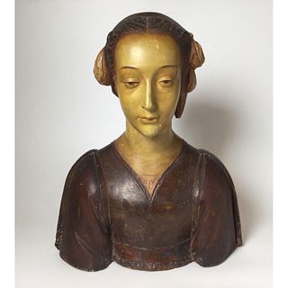 Late 19th C Polychromed Italian Terracotta Bust after "La Belle Florentine"