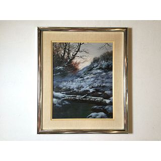 Signed Oil  on Canvas Winter Scene 