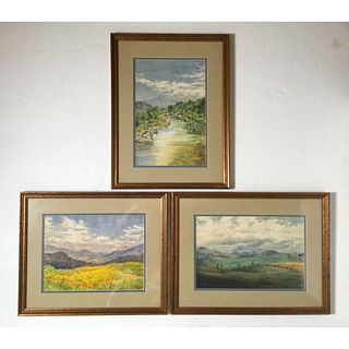 Set of 3 Framed Watercolors Attributed to A.M Witman