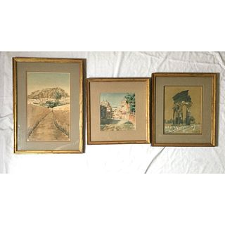 Lot of 3 A.M. Whitman Watercolors of Italy