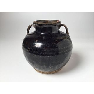 Antique Chinese Black Glazed Porcelain Vase