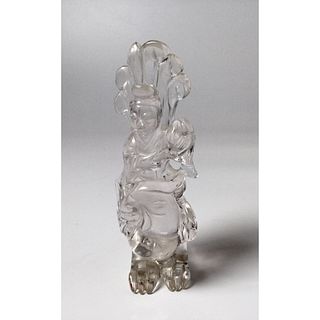 Vintage Chinese Crystal Quarte Kwonyn Figural Statue