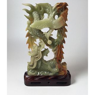 Chinese Carved Jade Phoenix Statue