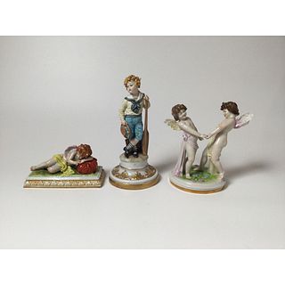 Lot of 3 European Figurines Cherubs and Young Boy