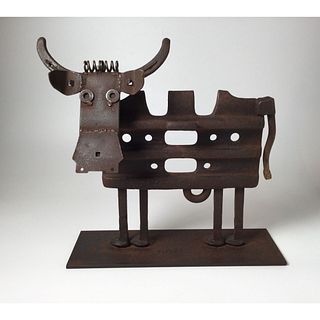Bill Heise Iron Signed Bull Sculpture