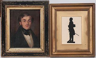 Assembled Group of Portraits and a Silhouette  
