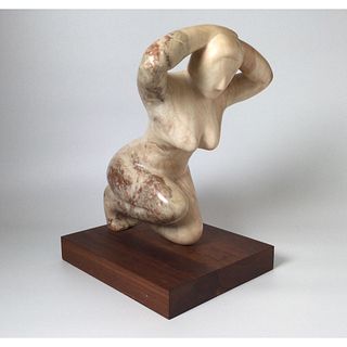 Carved Marble Nude Sculpture by Samuel Urbach