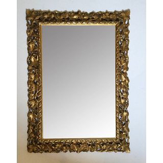 Large Gilded Carved Wood Pierced Vine Wall Mirror