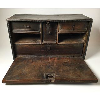 Antique European 17th century Drop Front Portable Travel Desk