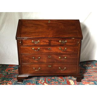 Mahogany Slant Front Secretary Desk with Reeded Corners and Ogee Feet