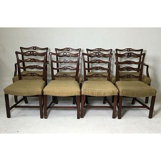 Set of 8 Mahogany Ribbon Back Dining Chairs