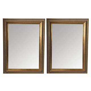 Pair Gold Gilded Beveled Mirrors