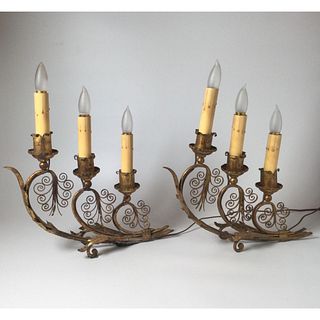 Pair of Gilt Metal Lamps