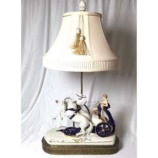 Porcelain Roman with Chariot Lamp