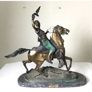 Large Cold Painted Bronze Mounted Falconeer by P.J. Mene