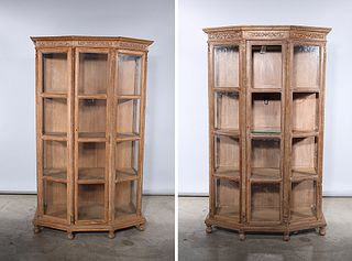 Two Carved Wooden Display Cabinets