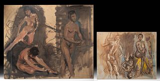 Two William Draper Paintings - Female Nudes, 1950s