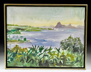 Framed William Draper Painting - Tropical View, 1970s