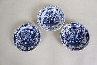 Three Tin-Glazed Earthenware Delft Plates
