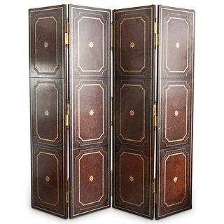 Large Possibly Maitland Smith Leather Wrapped Screen