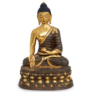 Tibetan Gilt Bronze Seated Buddha on Lotus
